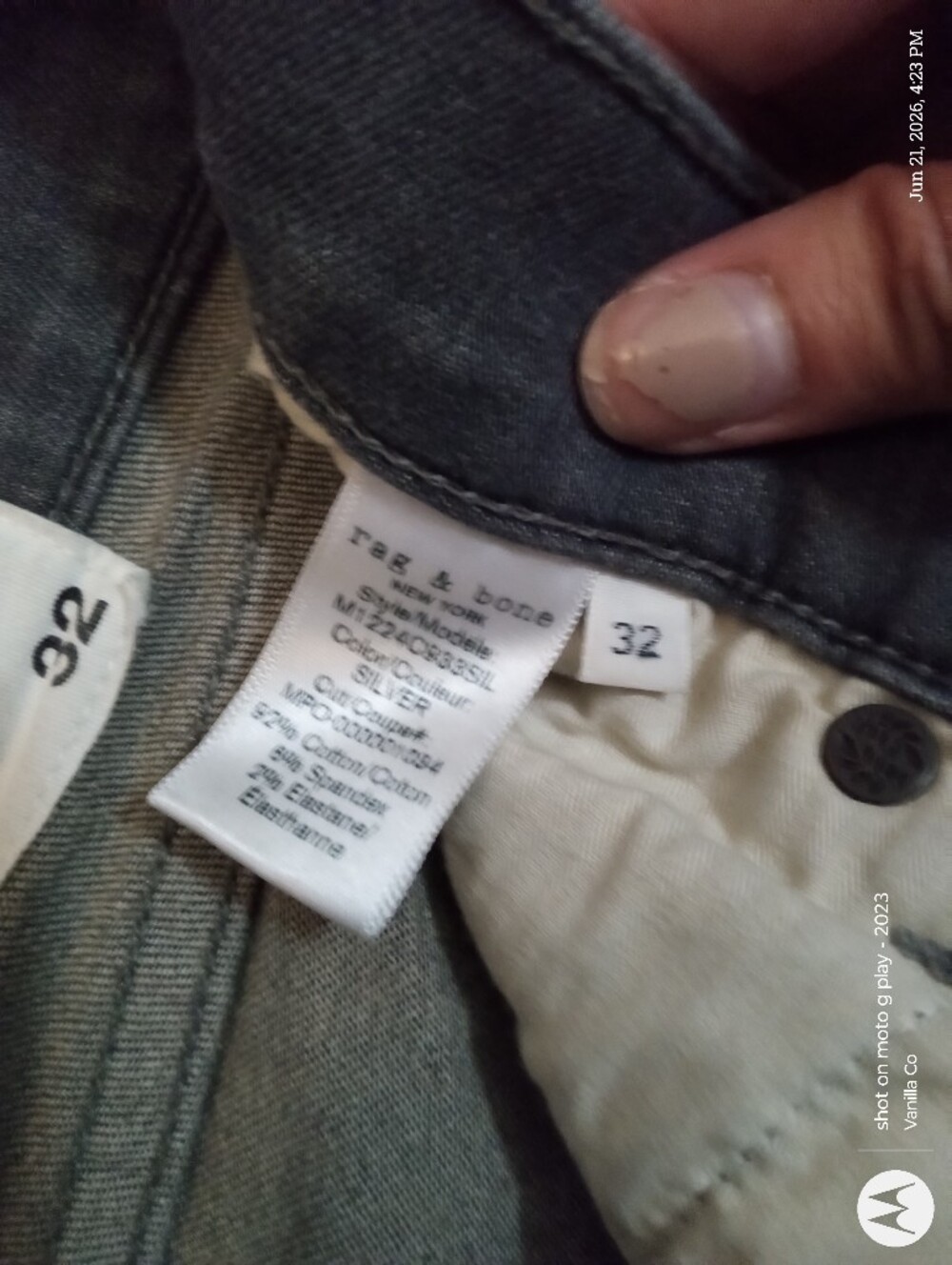 Anthropologie Rag & Bone Fit 1 Extra Slim Jean Skinny Grey Size 32 - Picture 7 of 10